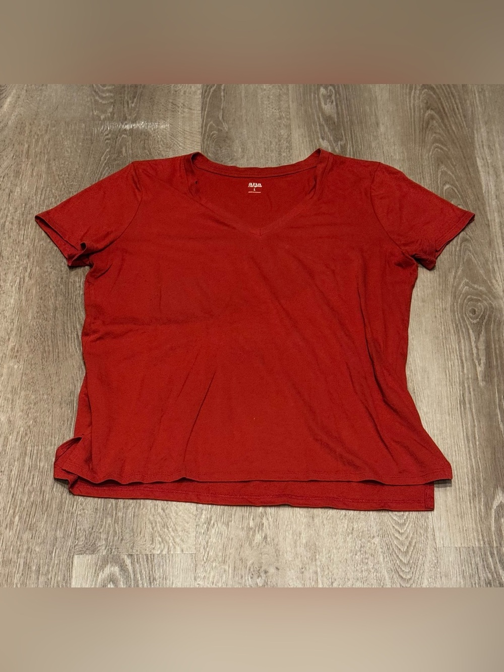 a.n.a Red V-Neck Short Sleeve Tee